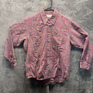 Vintage Sears Roebuck Flannel Men L Acrylic‎ Cotton Plaid Button Front USA